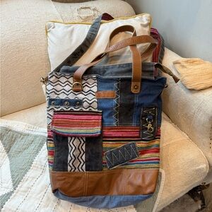 Boho Patchwork Crossbody Tote in Multicolor